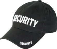 Black security baseball hat-Polycotton-Velcro adjuster-Duck bill peak-One size-