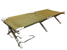 Mk I version of the US Cot bed - this version has the nylon deck sheet. Strong Aluminium frame and legs. Ideal for camping and guest beds. Please note these are army surplus and the grade 1 beds may have minor marks but the beds are perfectly serviceable - no rips or tears. Complete with carry case - Material: Aluminium frame, synthetic deck sheet-Size: Size: 66 x 195 x 45 cm-Weight: 5.5kg